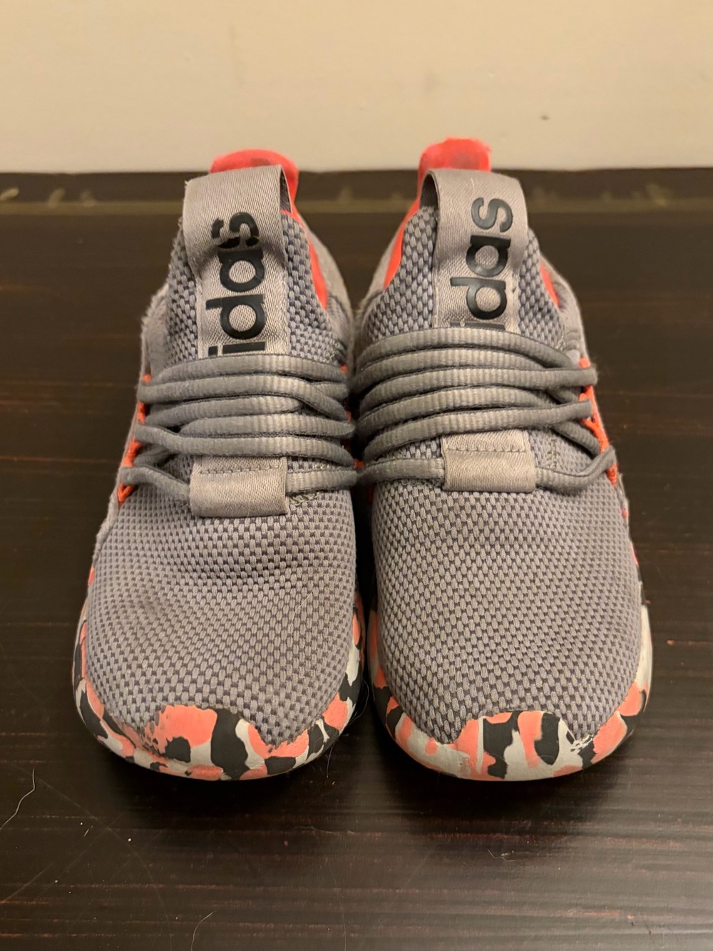 Adidas Kids Unisex Sneakers Gray with Coral Camo US 1